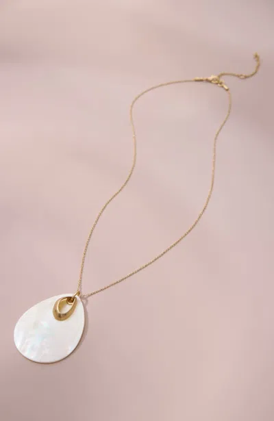 Jjill Cultured Mother-of-pearl Pendant Necklace In White