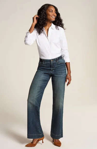 Jjill J.jill Curvy-fit Angled-pocket Wide-leg Jeans In Vintage Wash
