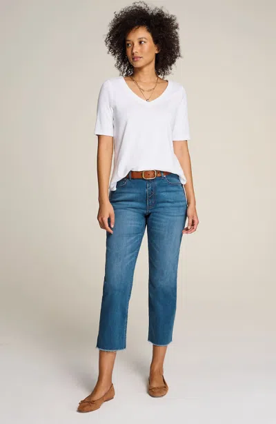 Jjill J.jill Curvy-fit Fringe-hem Crops In Del Mar Wash