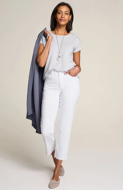 Jjill J.jill Curvy-fit Fringe-hem Crops In White