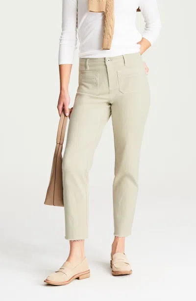 Jjill J.jill Curvy-fit Patch-pocket Fringe-hem Jeans In Neutral
