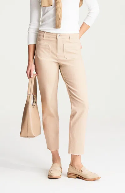 Jjill J.jill Curvy-fit Patch-pocket Fringe-hem Jeans In Neutral