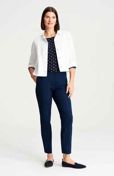 Jjill Curvy-fit Versatile Cotton-stretch Slim-leg Pants In Blue