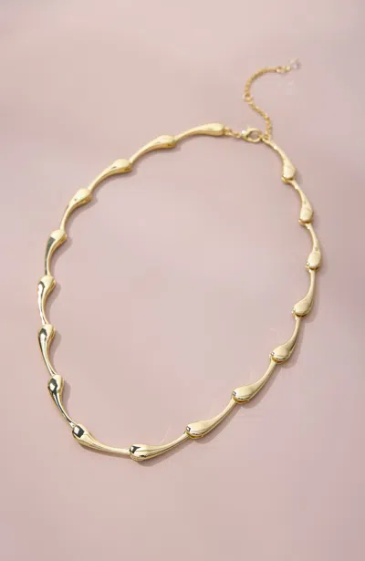 Jjill Demi-fine Sculpted Teardrop Necklace In Gold