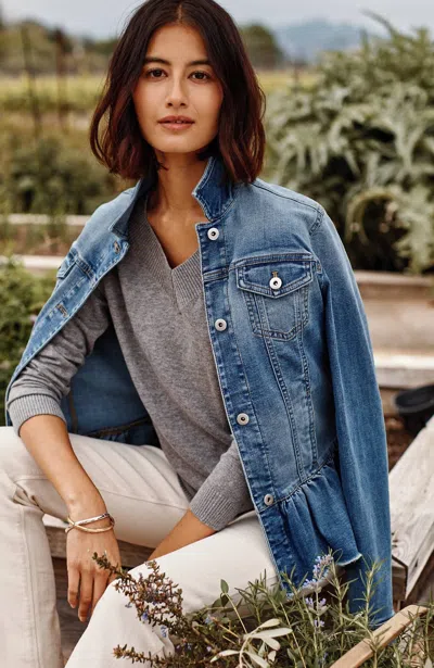 Jjill J.jill Denim Peplum Jacket In Venice Wash