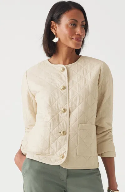 Jjill J.jill Diamond-quilted Curved-hem Jacket In Moonbeam