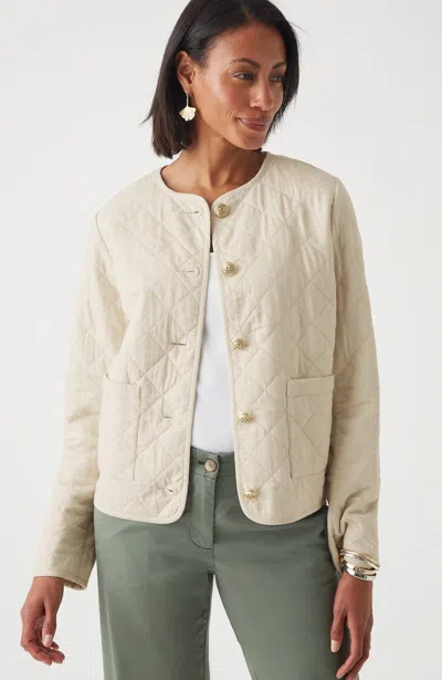 Jjill J.jill Diamond-quilted Curved-hem Jacket In Moonbeam