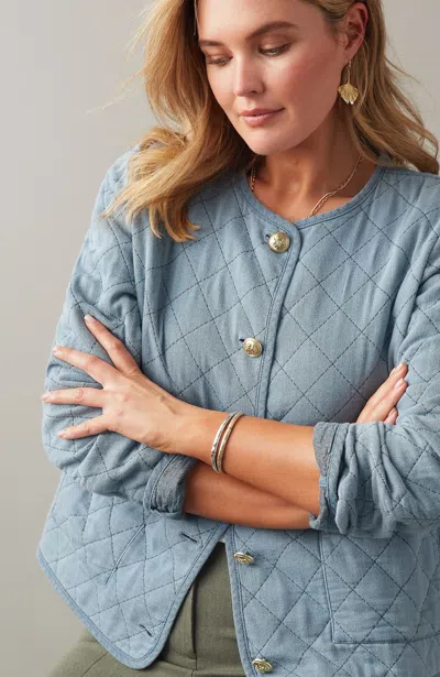 Jjill J.jill Diamond-quilted Curved-hem Jacket In Rutherford Wash