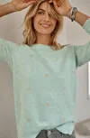 Jjill J.jill Dot-embroidered Sweater In Delicate Blue Heather,vintage Canvas