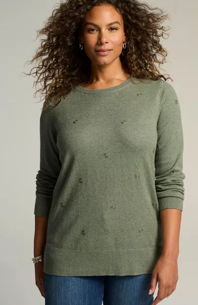 Jjill J.jill Dot-embroidered Sweater In Seedling Heather