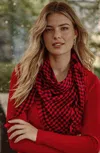Jjill J.jill Double-faced Plaid Scarf In Ruby Red,black