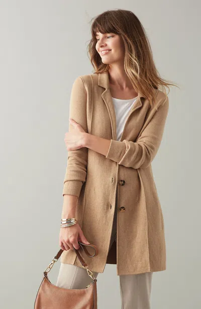 Jjill J.jill Double-knit Blazer In Caramel Heather