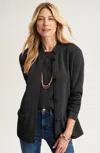 Jjill J.jill Double-knit Notched-collar Sweater-jacket In Black