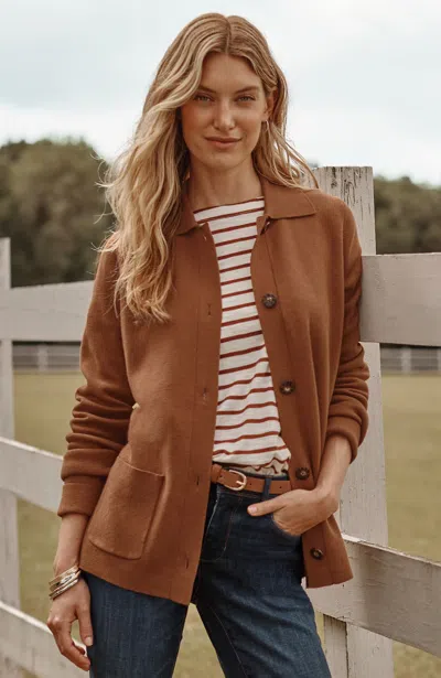 Jjill J.jill Double-knit Sweater-jacket In Nutmeg