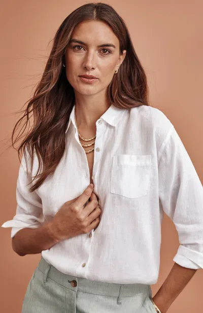 Jjill Easy Linen Button-front Shirt In White