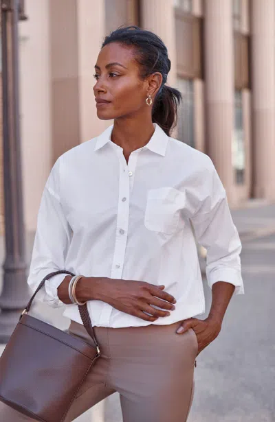 Jjill Elastic-hem Relaxed Shirt In White