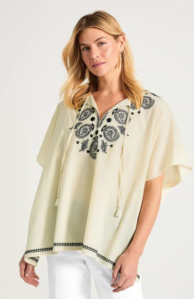 Jjill Embroidered Beach Poncho In White