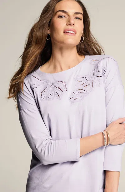 Jjill J.jill Embroidered Cutwork Top In Light Lilac