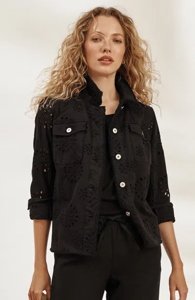Jjill Embroidered Eyelet Jacket In Black