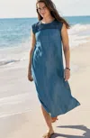 Jjill J.jill Embroidered Indigo Midi Dress