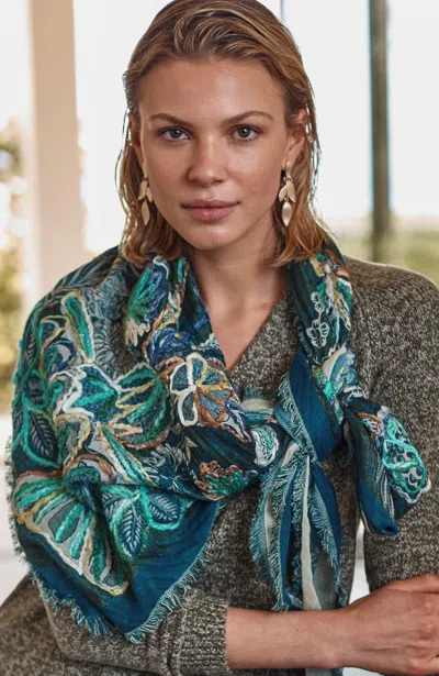 Jjill J.jill Embroidered Jacquard Triangle Scarf