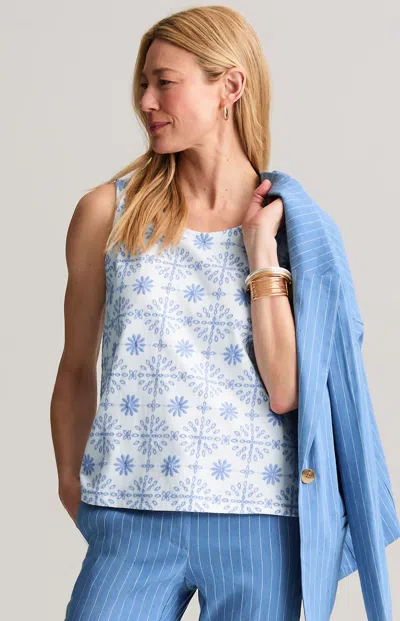 Jjill Embroidered Knit Tank Top In Blue