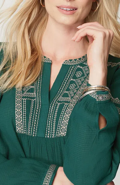 Jjill J.jill Embroidered Pullover Textured Top In North Sea Multi