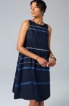 Jjill J.jill Embroidered Swing Dress In Navy Blue Multi
