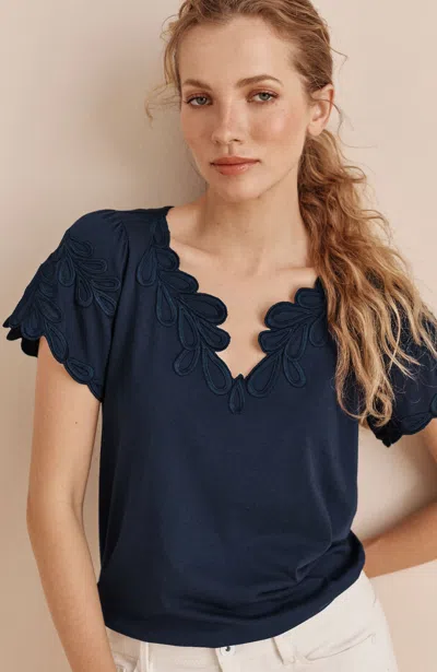 Jjill Embroidered Top In Blue