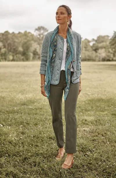 Jjill J.jill Essential Stretch-twill Pants In Moss Stone Heather