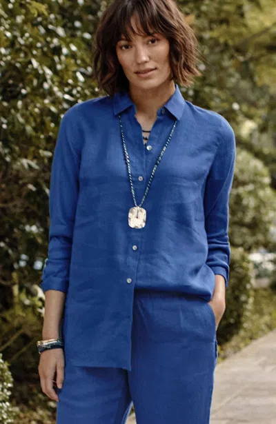 Jjill J.jill Everyday Linen Button-front Shirt In Amalfi Coast
