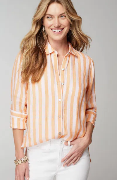 Jjill J.jill Everyday Linen Button-front Shirt In Apricot,white