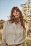 Jjill J.jill Everyday Linen Button-front Shirt In Dark Oatmeal Refreshing Floral