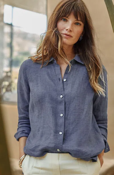 Jjill J.jill Everyday Linen Button-front Shirt In Light Marine