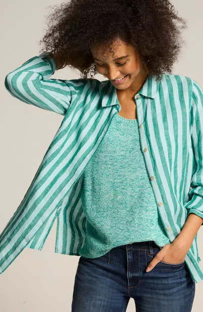 Jjill J.jill Everyday Linen Button-front Shirt In Nephrite,aqua Tint