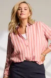 Jjill J.jill Everyday Linen Button-front Shirt In Sunset Coral,rosewater