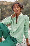 Jjill J.jill Everyday Linen Button-front Shirt In Sweet Celadon