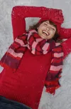 Jjill J.jill Exploded Plaid Scarf In Ruby Red Multi