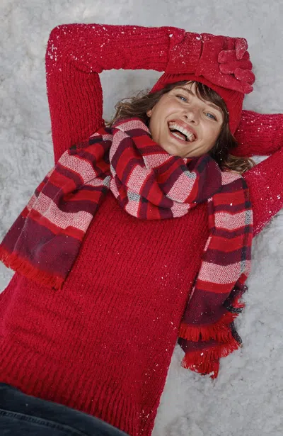 Jjill J.jill Exploded Plaid Scarf In Ruby Red Multi
