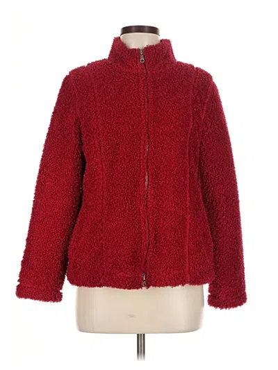 Pre-owned Jjill Faux Fur Jacket In Red