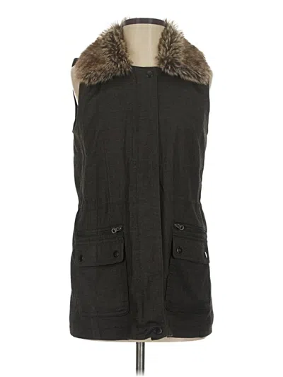 Pre-owned Jjill Faux Fur Vest In Gray