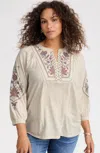 Jjill J.jill Feminine Floral-embroidered Top