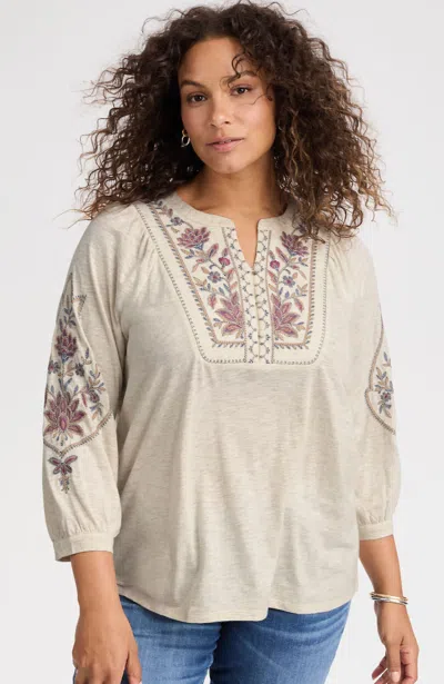 Jjill J.jill Feminine Floral-embroidered Top