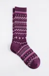 Jjill J.jill Festive Fair Isle Boot Socks In Aubergine Multi