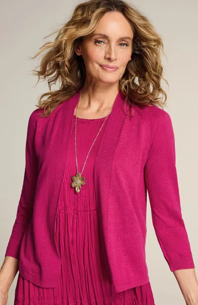 Jjill J.jill Fine-textured-seams Open-front Cardi In Cerise