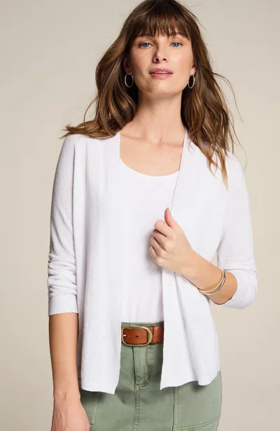 Jjill J.jill Fine-textured-seams Open-front Cardi In White