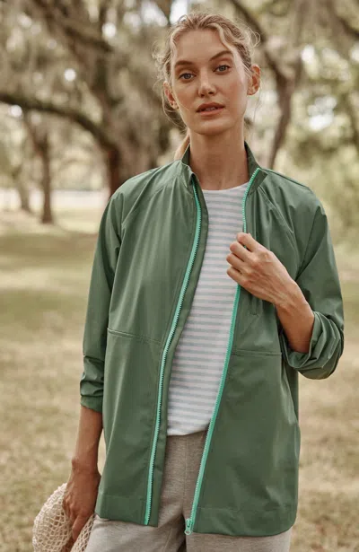 Jjill J.jill Fit Contrasting-zipper Jacket In Ivy Green