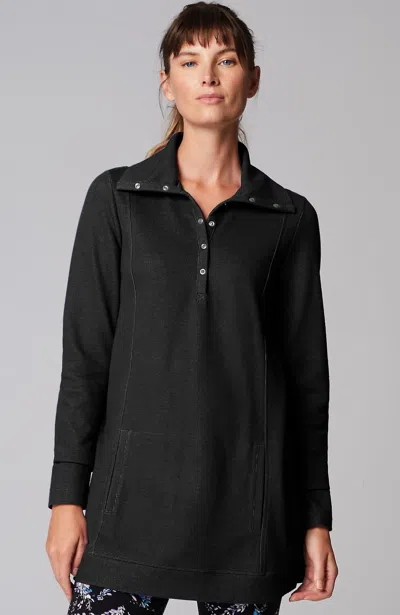 Jjill J.jill Fit Double-knit Snap-collared Tunic In Black