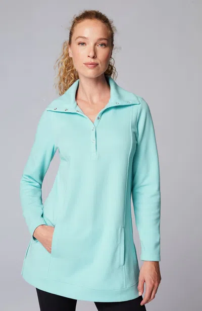Jjill J.jill Fit Double-knit Snap-collared Tunic In Clear Sky