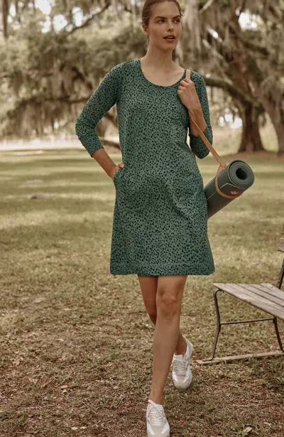 Jjill J.jill Fit Elevate Terry Seamed Dress In Ivy Green Animated Dots
